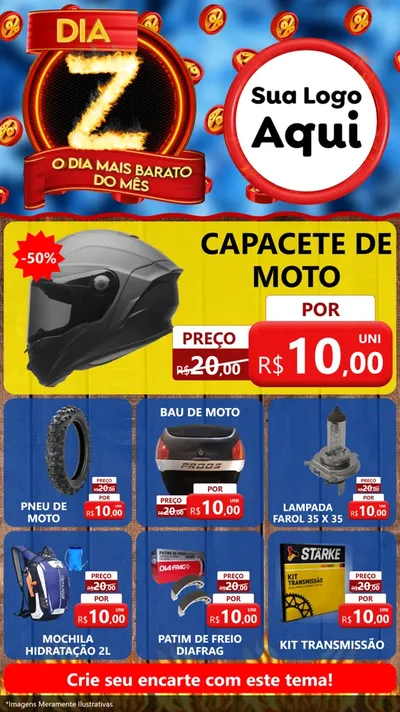 Modelo de Rede Social para Stories com o tema Dia Z - O Dia Mais Barato Do Mês para Moto peças