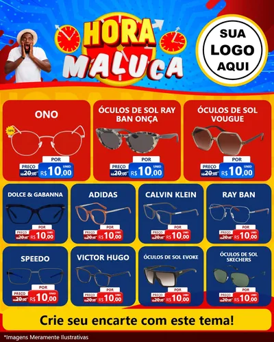 Modelo de Rede Social para Feed Instagram com o tema Hora Maluca para Óticas