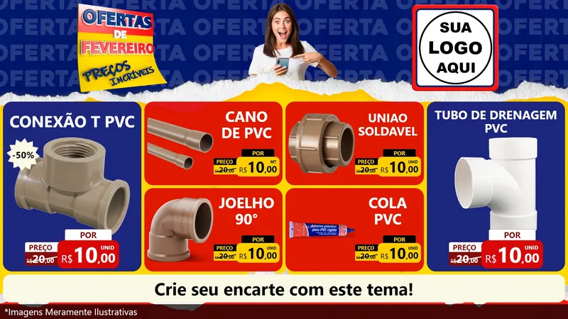 Modelo de TV para TV Horizontal com o tema Ofertas de Fevereiro - Preços Incríveis para Tubos e conexões