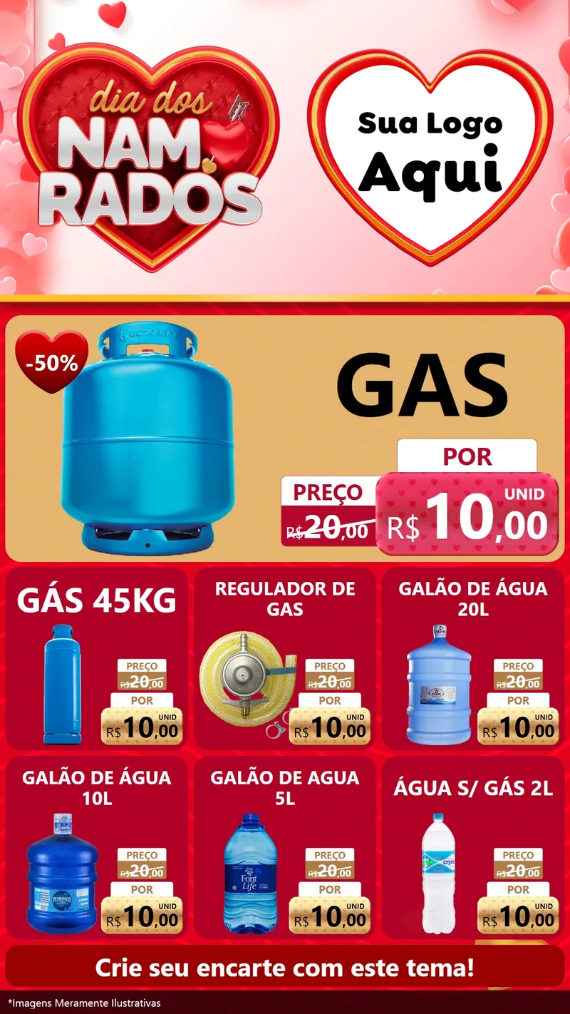 Modelo de Rede Social para Stories com o tema Dia dos Namorados para Água e gás