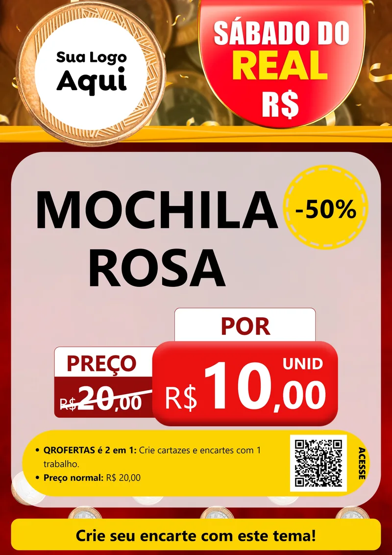 Modelo de Cartaz para Cartaz A4 Vertical com o tema Sábado do Real para Papelaria