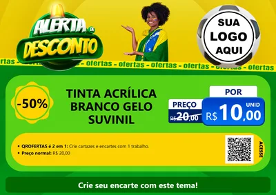 Modelo de Cartaz para Cartaz A4 Horizontal com o tema Alerta de Desconto para Tintas e Ferramentas