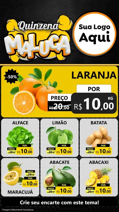 Modelo de Rede Social para Stories com o tema Quinzena Maluca para Hortifrúti