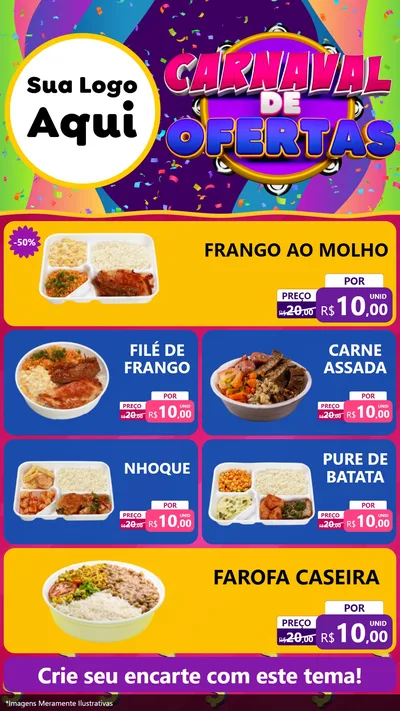 Modelo de TV para TV Vertical com o tema Carnaval de Ofertas para Restaurante