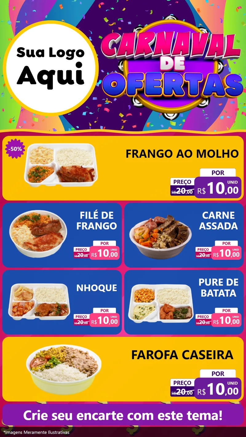 Modelo de TV para TV Vertical com o tema Carnaval de Ofertas para Restaurante