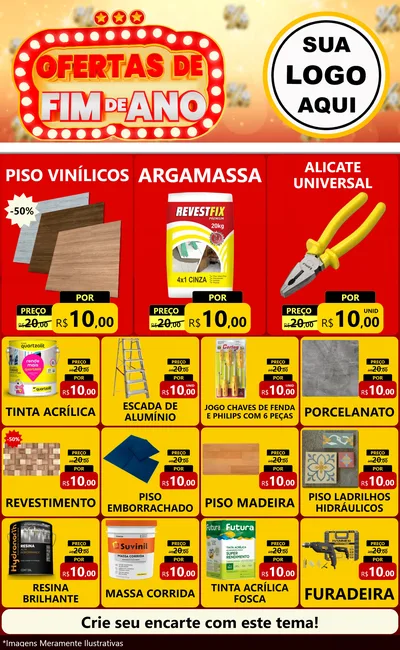 Modelo de Encarte para Encarte Grande com o tema Ofertas de Fim de Ano para Material para Construção
