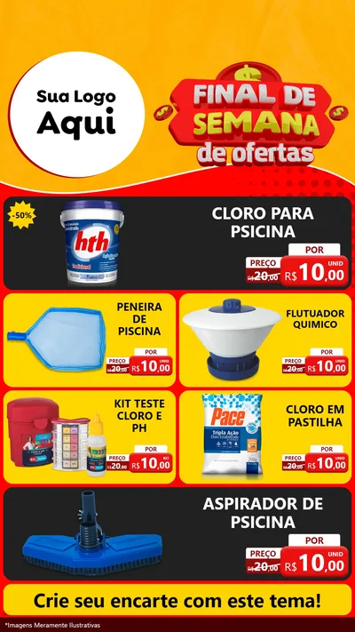 Modelo de TV para TV Vertical com o tema Final de Semana de Ofertas para Produtos para Piscina