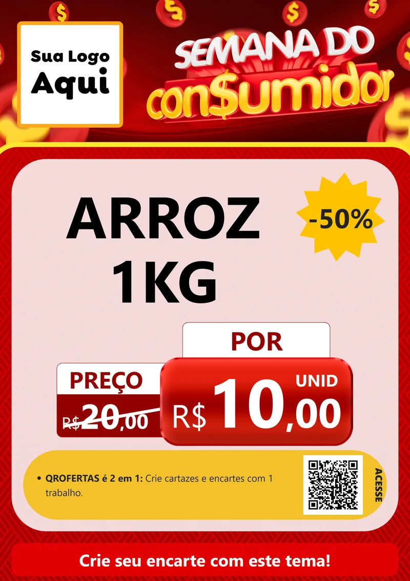 Modelo de Cartaz para Cartaz A4 Vertical com o tema Semana do Consumidor para Supermercado