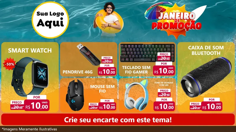 Modelo de TV para TV Horizontal com o tema Janeiro de Promoção para Informática