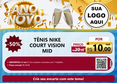 Modelo de Cartaz para Cartaz A4 Horizontal com o tema Ofertas de Ano Novo para Calçados