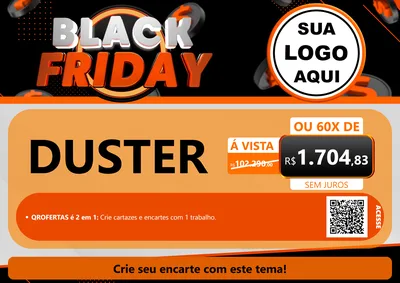 Modelo de Cartaz para Cartaz A4 Horizontal com o tema Black Friday para Concessionaria de Carros