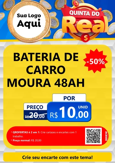 Modelo de Cartaz para Cartaz A4 Vertical com o tema Quinta do Real para Baterias Elétricas