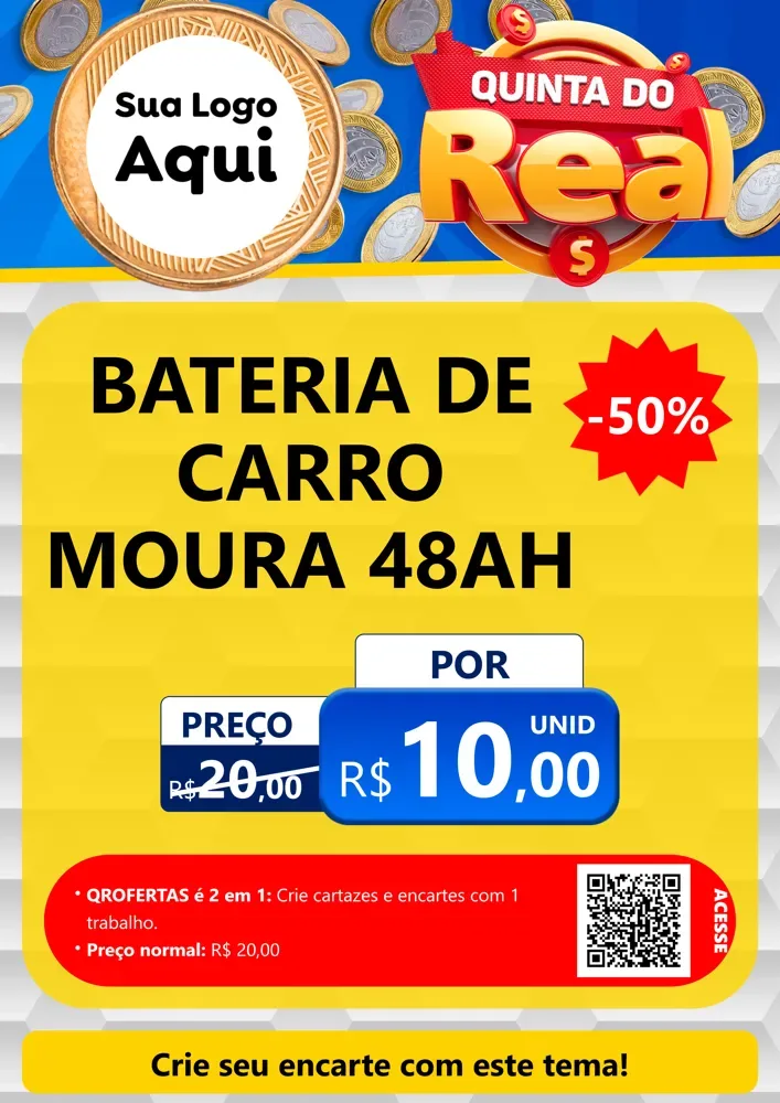 Modelo de Cartaz para Cartaz A4 Vertical com o tema Quinta do Real para Baterias Elétricas