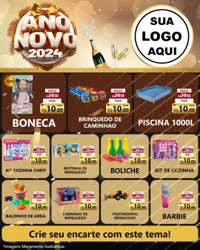 Modelo de Rede Social para Feed Instagram com o tema Feliz Ano Novo 2027 para Brinquedos