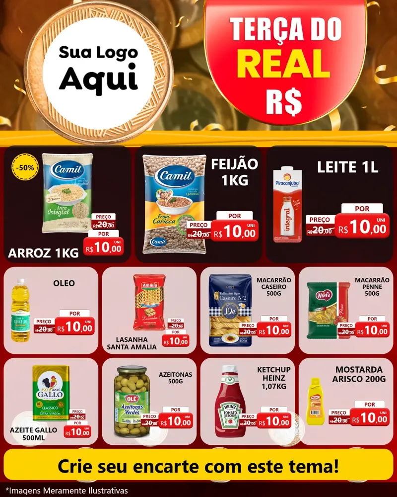 Modelo de Rede Social para Feed Instagram com o tema Terça do Real para Supermercado