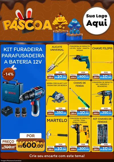 Modelo de Encarte para Encarte A4 Vertical com o tema Páscoa para Maquinas e Ferramentas
