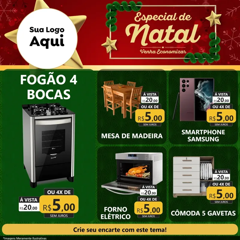 Modelo de Rede Social para Feed Facebook com o tema Especial de Natal para Móveis e Eletro