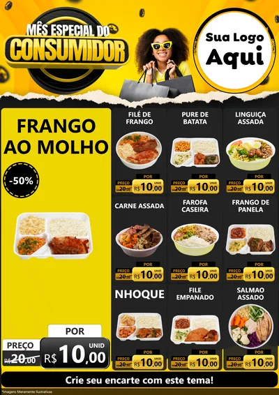 Modelo de Encarte para Encarte A4 Vertical com o tema Mês Especial do Consumidor para Restaurante