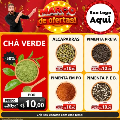 Modelo de Rede Social para Feed Facebook com o tema Março de Ofertas! para Produtos Naturais