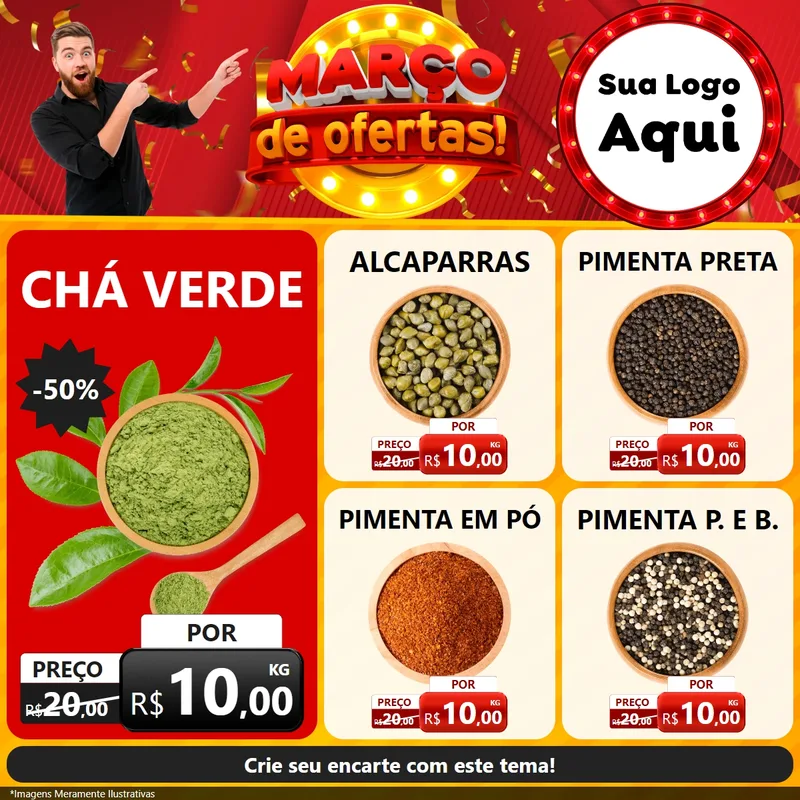 Modelo de Rede Social para Feed Facebook com o tema Março de Ofertas! para Produtos Naturais