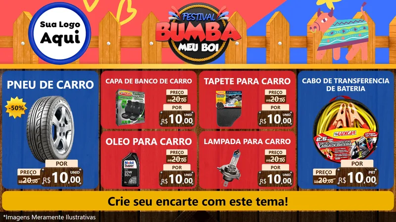 Modelo de TV para TV Horizontal com o tema Festival Bumba Meu Boi para Auto peças