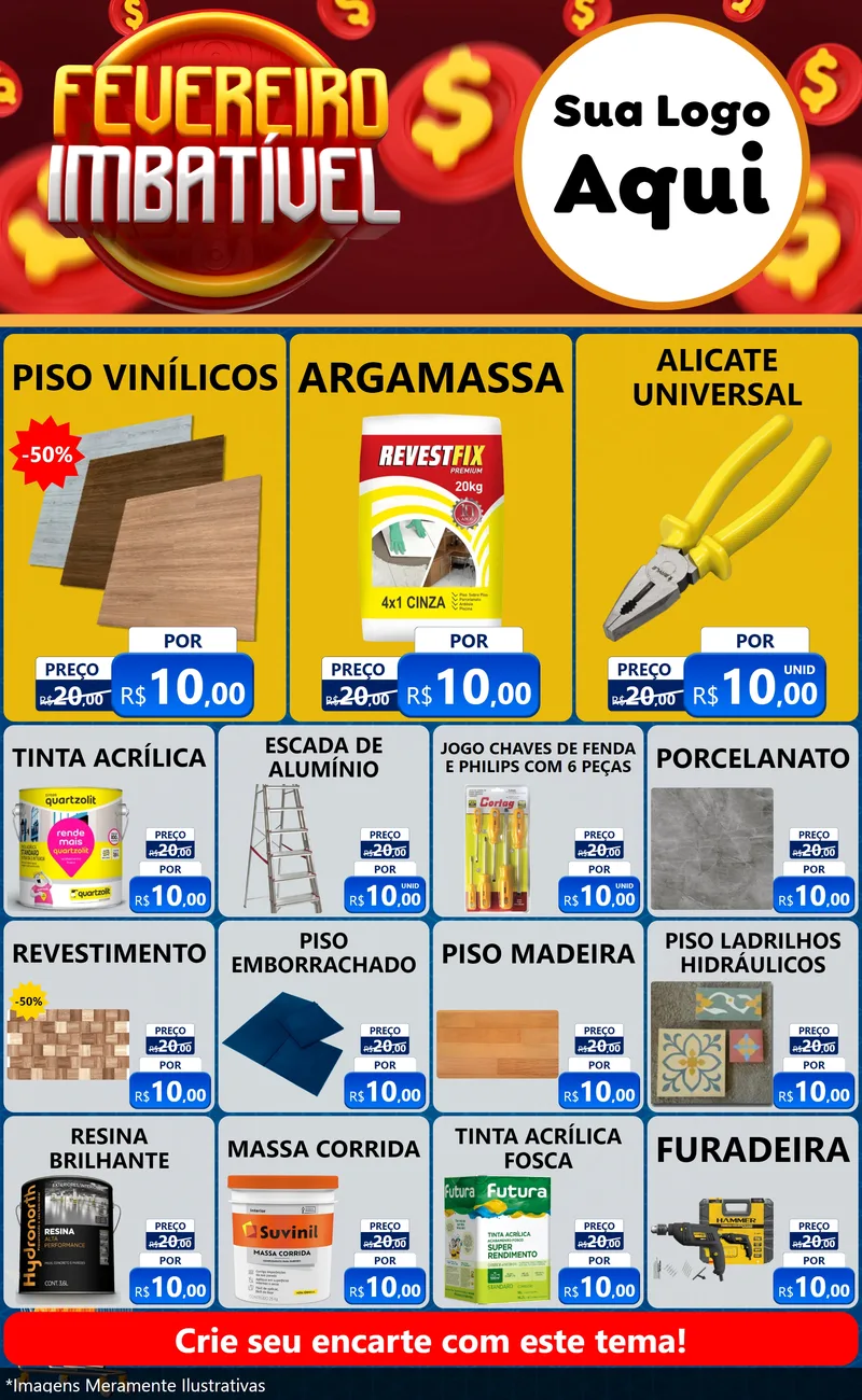 Modelo de Encarte para Encarte Grande com o tema Fevereiro Imbatível para Material para Construção