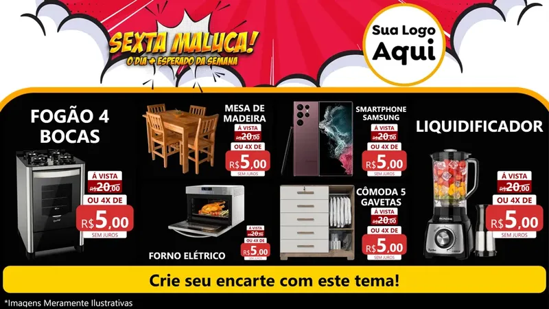 Modelo de TV para TV Horizontal com o tema Sexta Maluca! para Móveis e Eletro