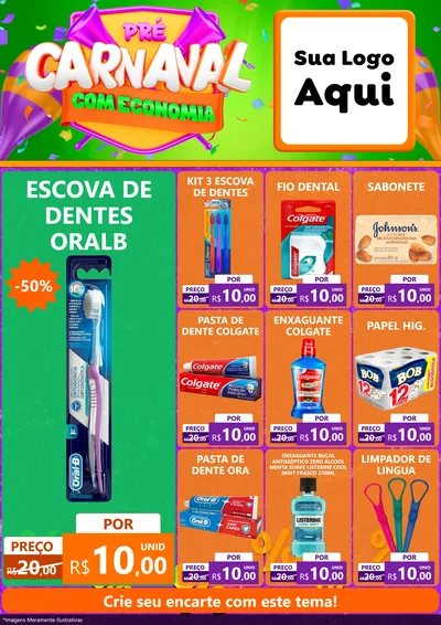 Modelo de Encarte para Encarte A4 Vertical com o tema Pré-Carnaval Com Economia para Higiene Pessoal