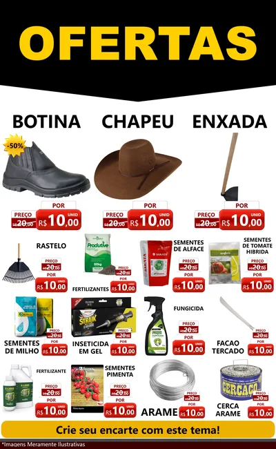 Modelo de Encarte para Encarte Grande com o tema Ofertas Preto e Vermelho Cartaz para Agropecuária