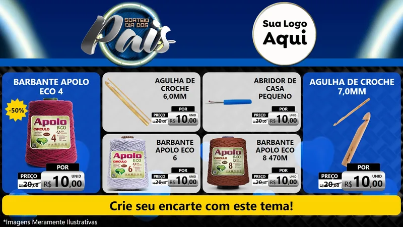 Modelo de TV para TV Horizontal com o tema Sorteio Dia Dos Pais para Armarinho e Aviamentos