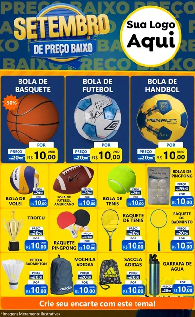 Modelo de Encarte para Encarte Grande com o tema Setembro De Preço Baixo para Artigos Esportivos