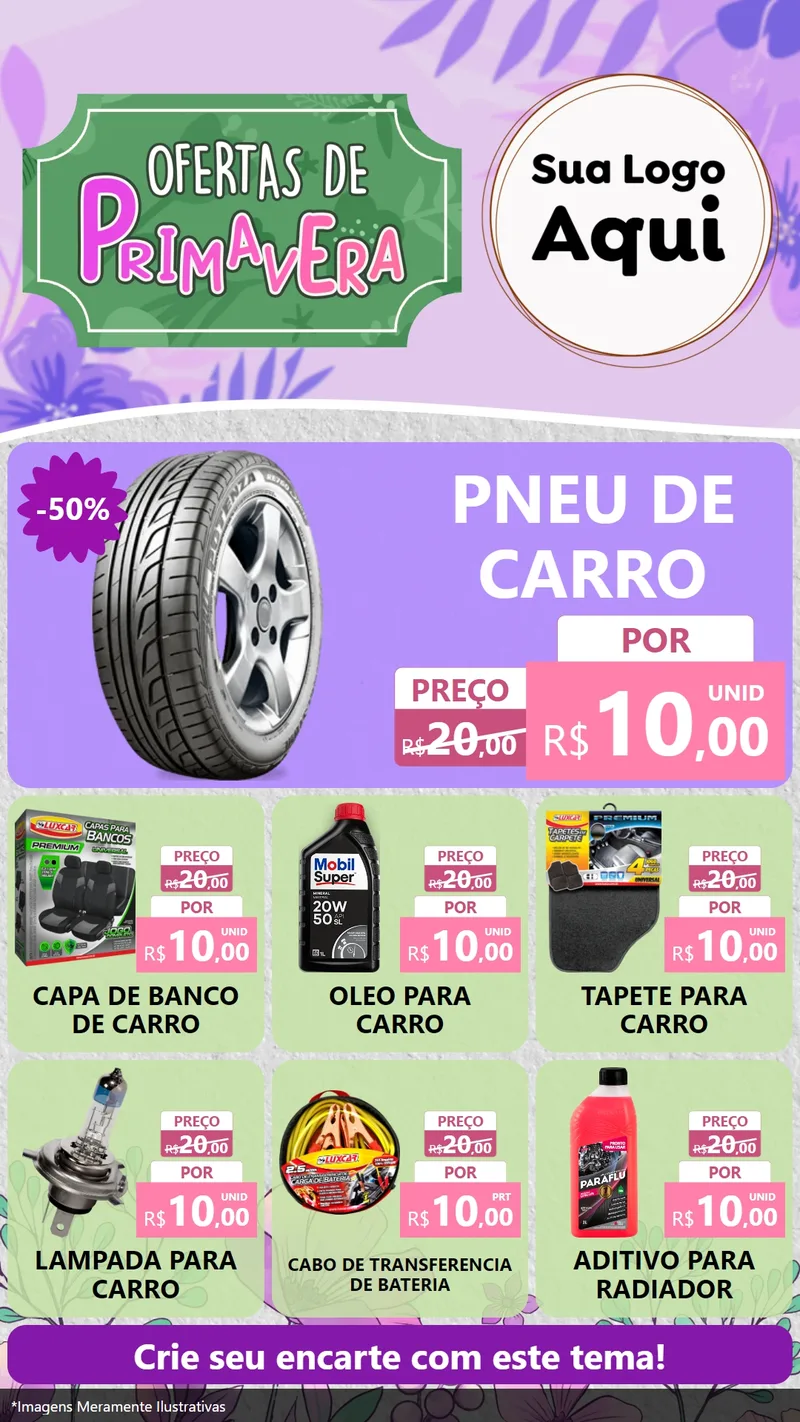 Modelo de Rede Social para Stories com o tema Ofertas de Primavera para Auto peças