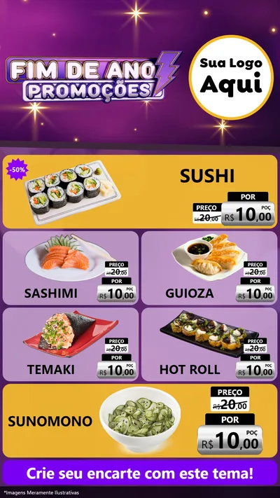 Modelo de TV para TV Vertical com o tema Fim de Ano Promoções para Comida japonesa