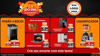 Modelo de TV para TV Horizontal com o tema Oferta do Dia - Só hoje, Aproveite! para Móveis e Eletro