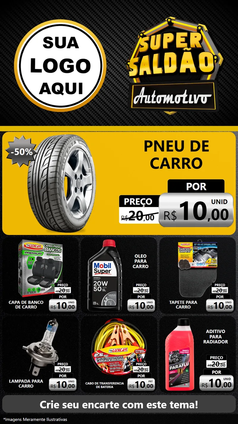 Modelo de Rede Social para Stories com o tema Super Saldão Automotivo para Auto peças