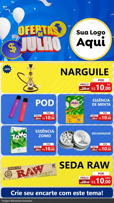 Modelo de TV para TV Vertical com o tema Ofertas de Julho para Tabacaria