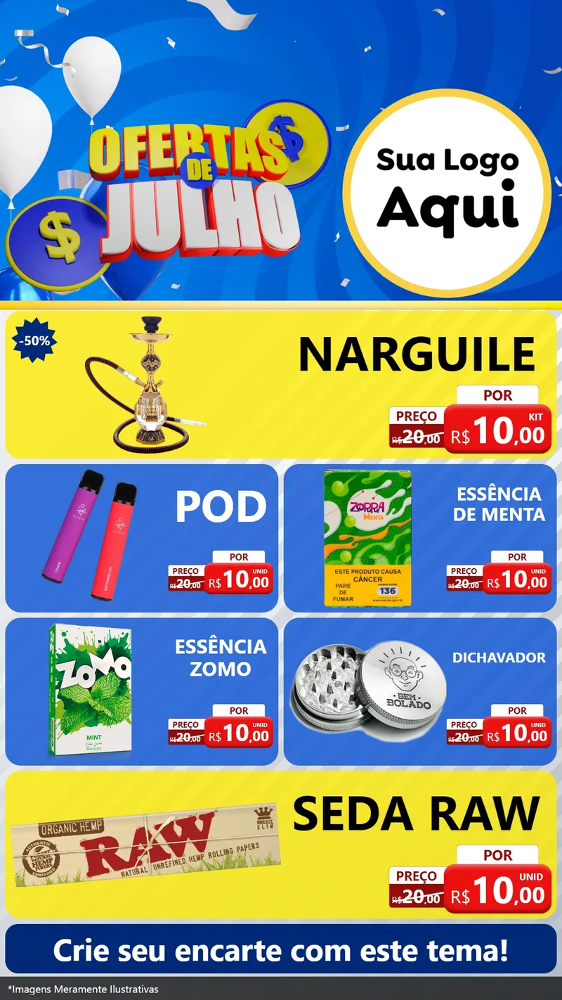 Modelo de TV para TV Vertical com o tema Ofertas de Julho para Tabacaria