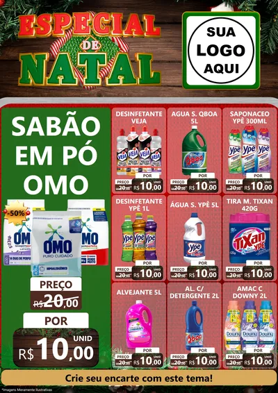 Modelo de Encarte para Encarte A4 Vertical com o tema Especial de Natal para Produtos de Limpeza