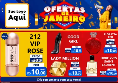 Modelo de Encarte para Encarte A4 Horizontal com o tema Ofertas de Janeiro para Perfumes
