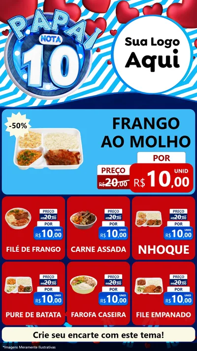 Modelo de Rede Social para Stories com o tema Papai Nota 10 para Restaurante