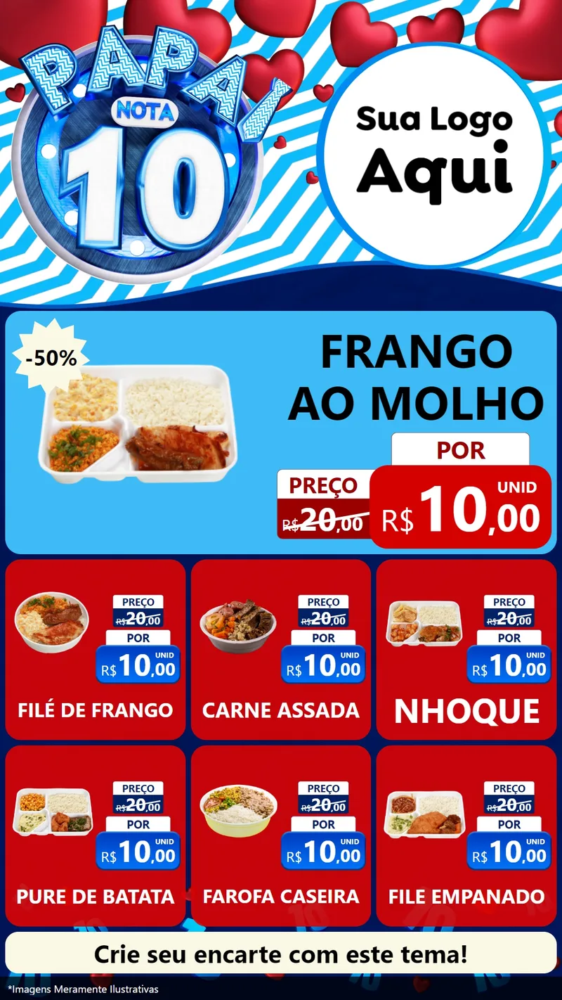 Modelo de Rede Social para Stories com o tema Papai Nota 10 para Restaurante