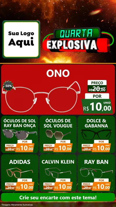 Modelo de Rede Social para Stories com o tema Quarta Explosiva para Óticas