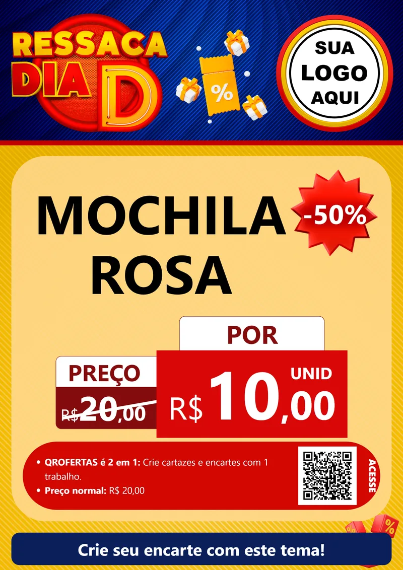 Modelo de Cartaz para Cartaz A4 Vertical com o tema Ressaca Dia D para Papelaria