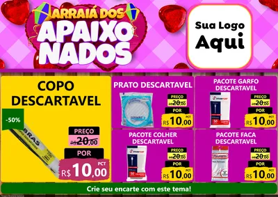 Modelo de Encarte para Encarte A4 Horizontal com o tema Arraiá dos Apaixonados para Embalagens
