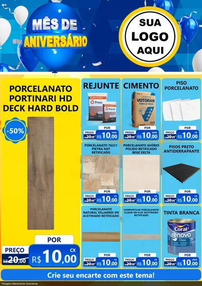 Modelo de Encarte para Encarte A4 Vertical com o tema Mês de Aniversário para Pisos e revestimentos
