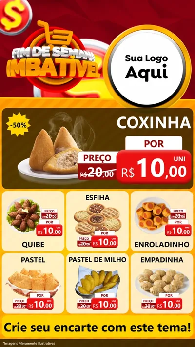 Modelo de Rede Social para Stories com o tema Fim de Semana Imbatível para Salgadaria