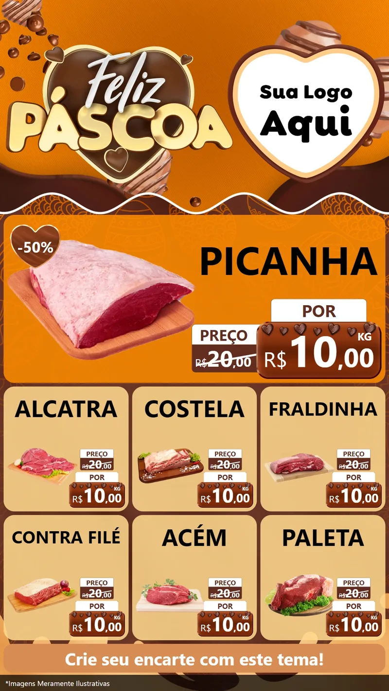 Modelo de Rede Social para Stories com o tema Feliz Páscoa para Açougue
