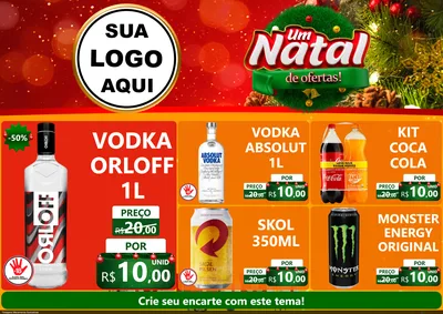 Modelo de Encarte para Encarte A4 Horizontal com o tema Um Natal de Ofertas para Distribuidora de bebidas