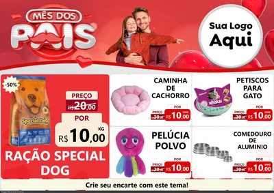 Modelo de Encarte para Encarte A4 Horizontal com o tema Mês dos Pais para Pet Shop