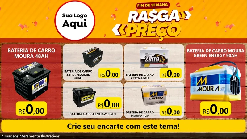 Modelo de TV para TV Horizontal com o tema Fim de Semana Rasga Preços para Baterias Elétricas